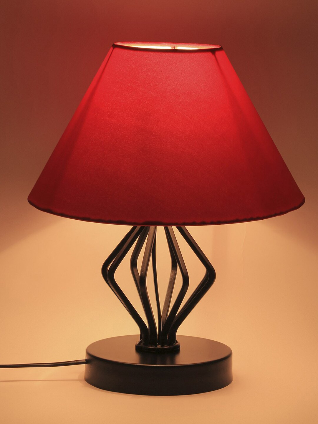 Devansh Red Solid Traditional Frustum Table Lamp