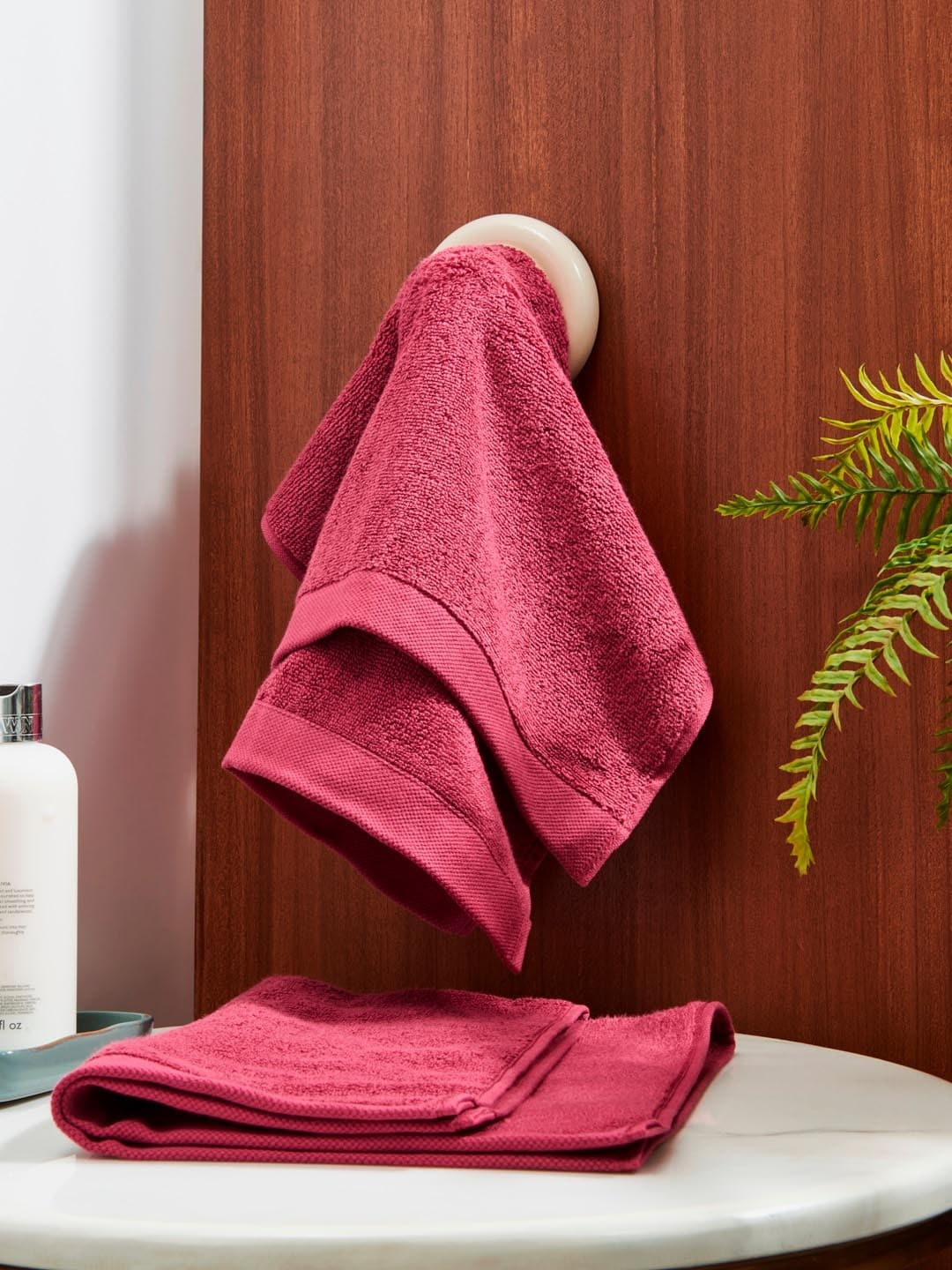 DDecor Unisex Set Of 2 Red Solid 450 GSM Live Beautiful Hand Towels