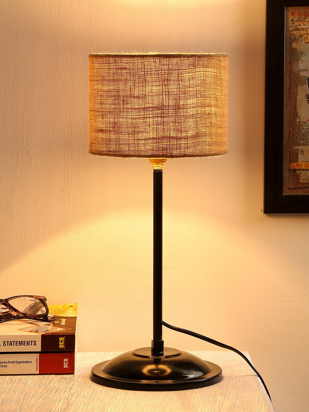 Devansh Beige Solid Contemporary Buffet Table Lamp