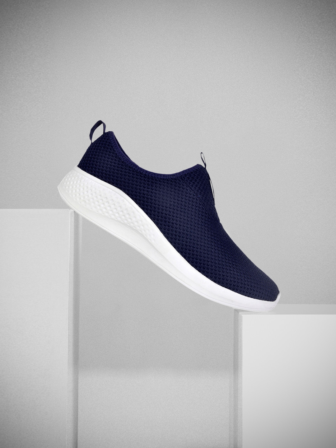 Allen Cooper Men Navy Blue Mesh Walking Shoes