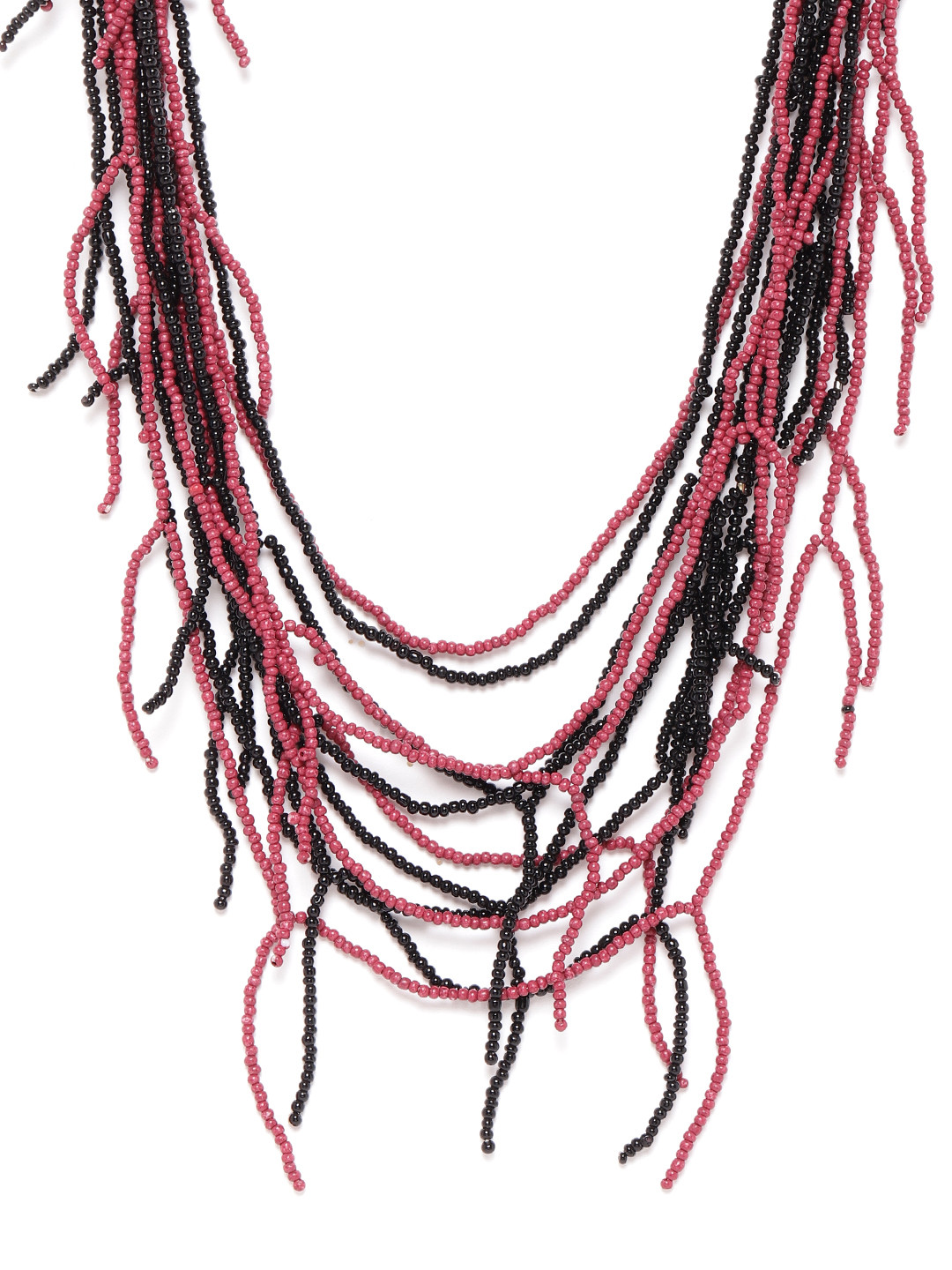 RICHEERA Black & Red Beaded Layered Necklace