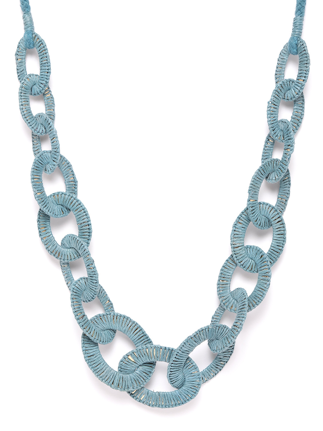 RICHEERA Women Teal Blue & Gold-Toned Woven Design Necklace
