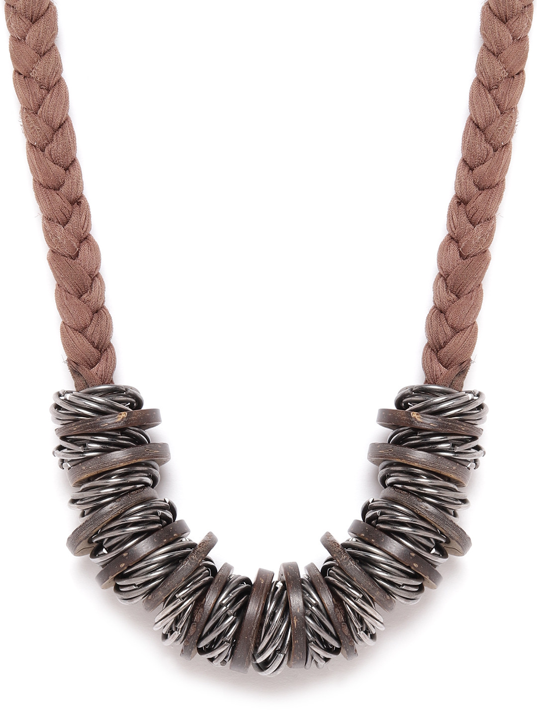 RICHEERA Women Coffee Brown & Gunmetal-Toned Necklace