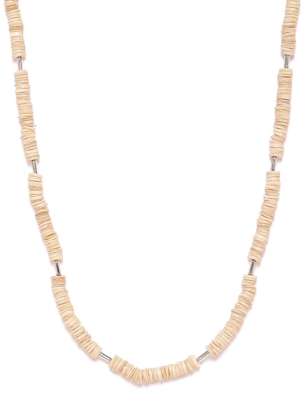 RICHEERA Women Beige & Silver-Toned Beaded Necklace