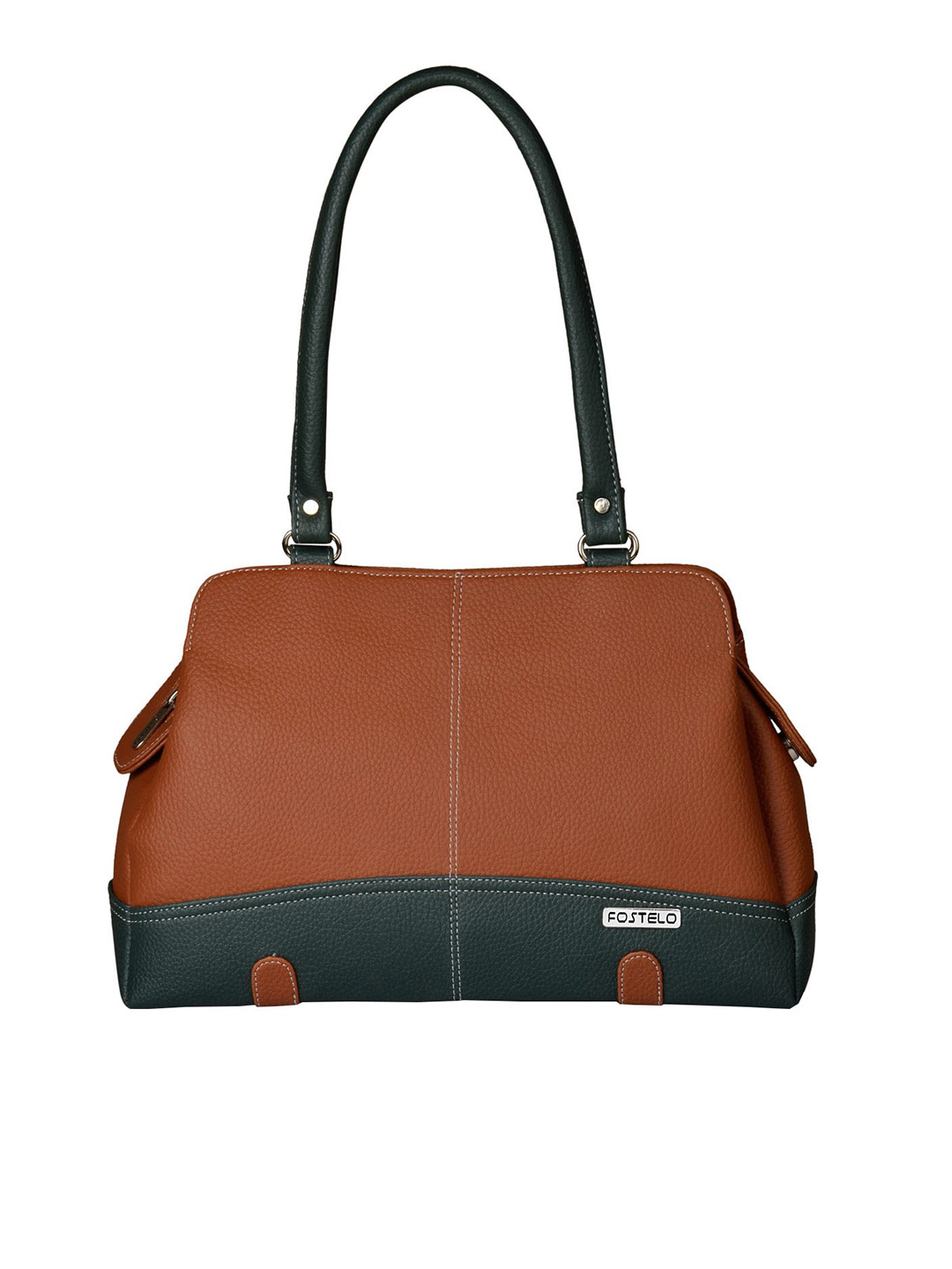 Fostelo Brown & Green Colourblocked Shoulder Bag
