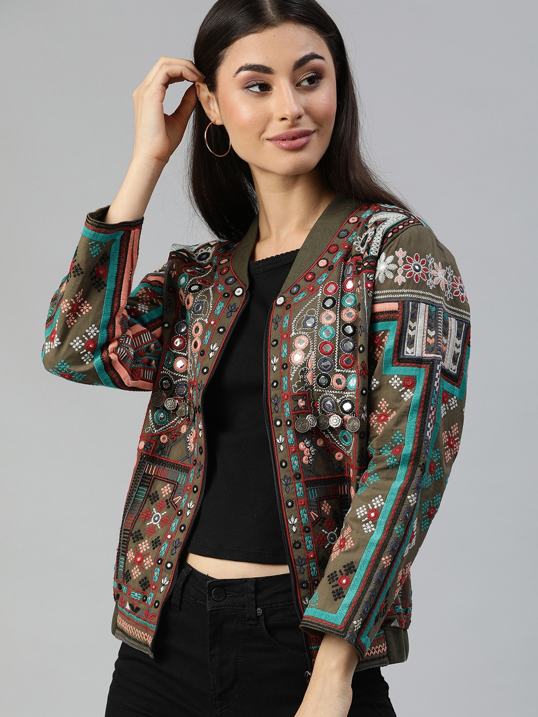 Embroidered jacket sale women