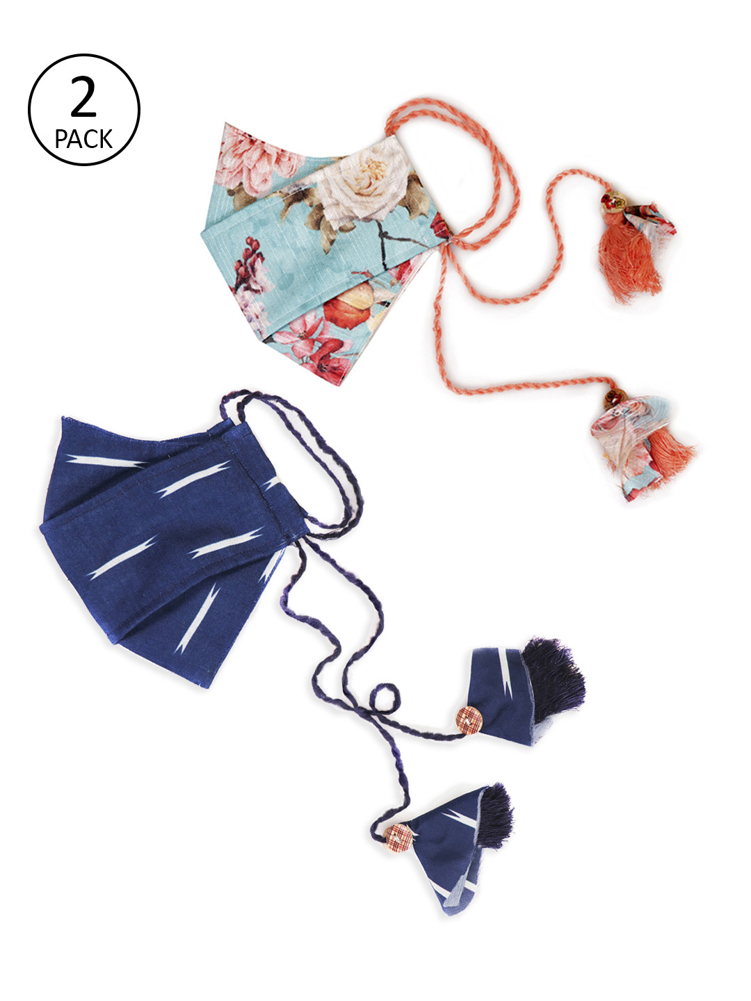 VASTRAMAY Unisex 2Pcs 3Ply Protective Outdoor Fashion Masks With Tassels