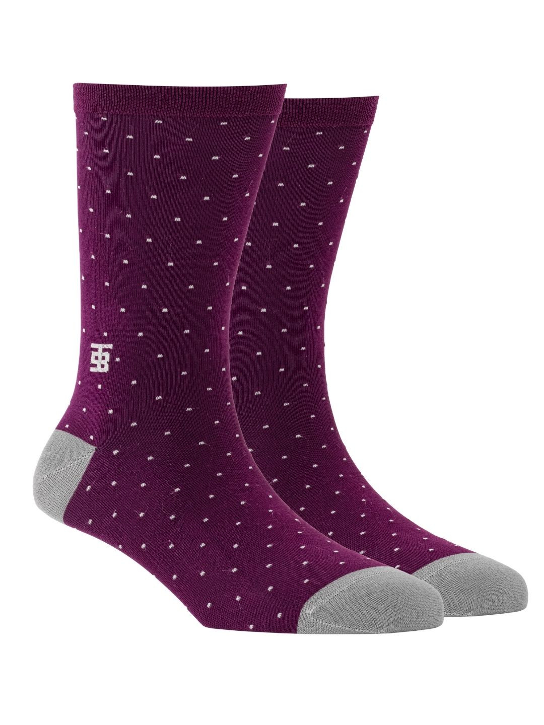 SockSoho Men Purple & White Micro Ditsy Patterned Above Ankle-Length Socks