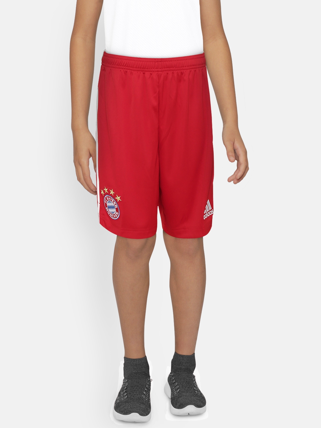 Boys red football shorts shop