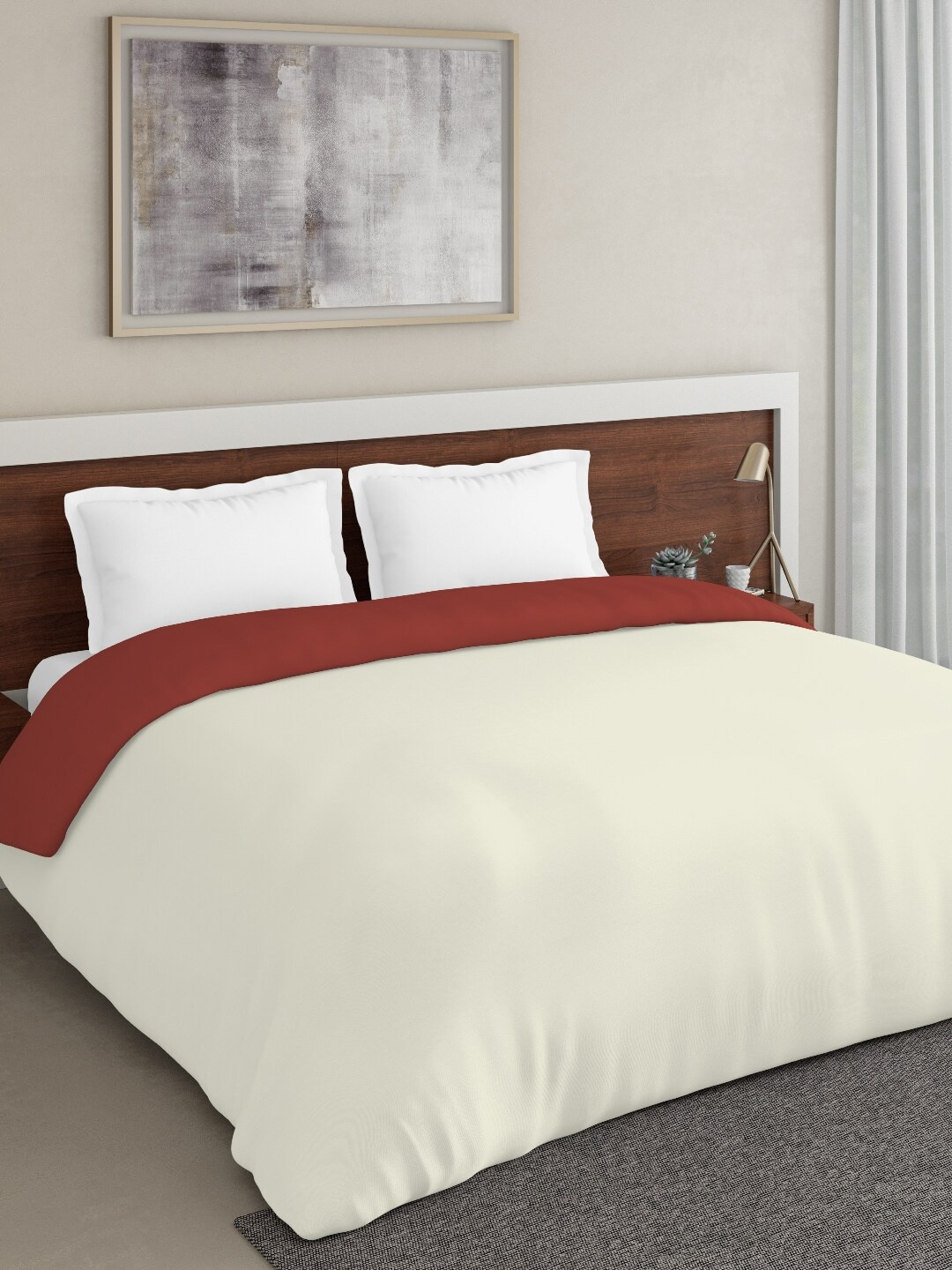 DDecor Brown & Cream-Coloured Solid Mild Winter 150 GSM Double Bed Comforter