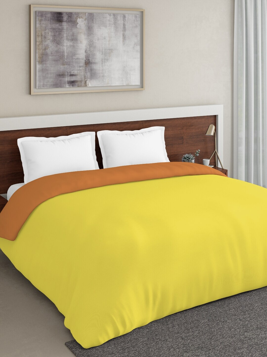 DDecor Yellow Solid Mild Winter 150 GSM Double Bed Comforter