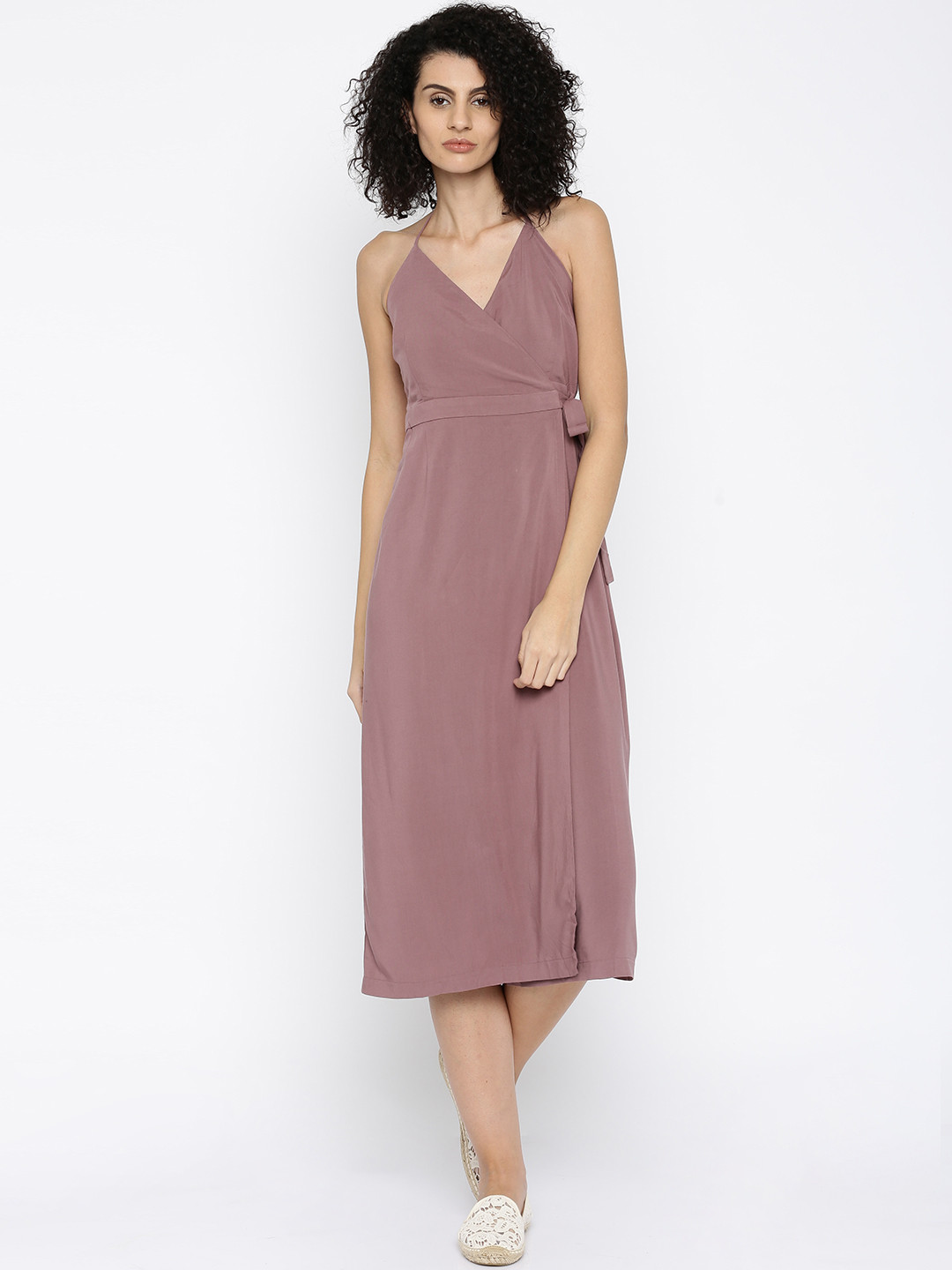 Buy FOREVER 21 Mauve Halter-Neck Midi Dress - Dresses for Women 1278239 |  Myntra