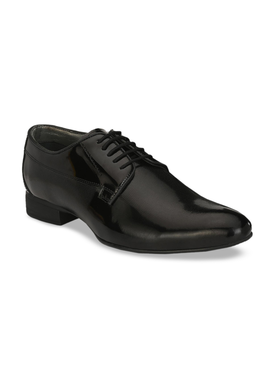 Hitz Men Black Derby Leather Shoes
