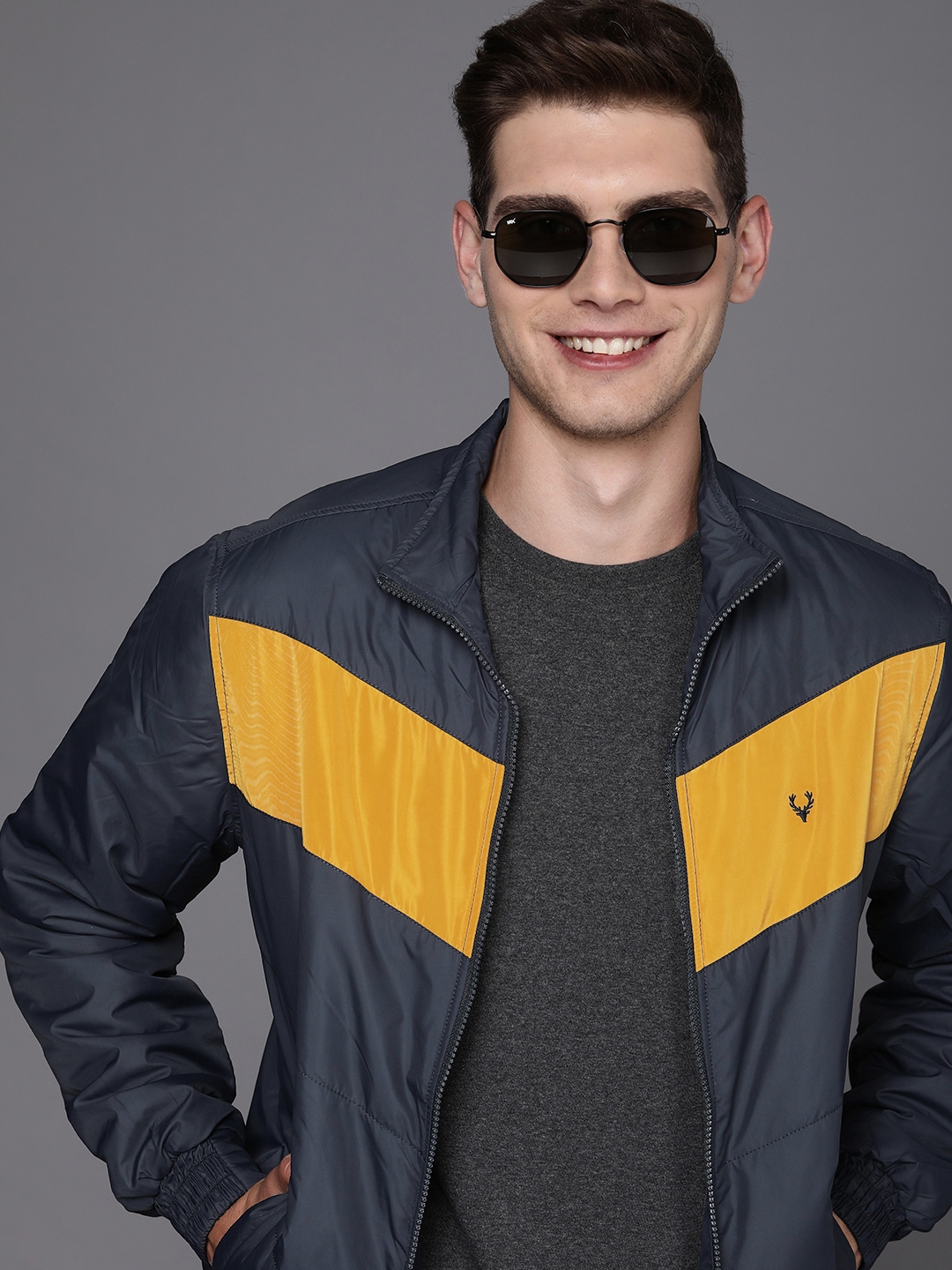 Navy blue and hot sale yellow jacket