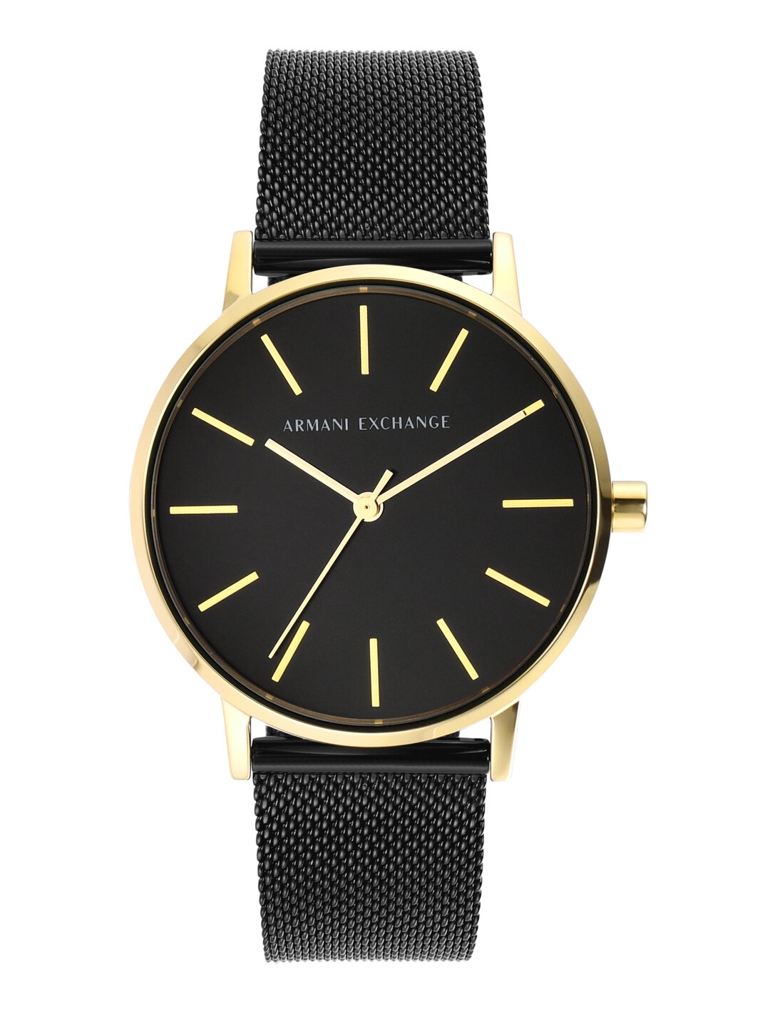 Armani exchange black sale and gold watch