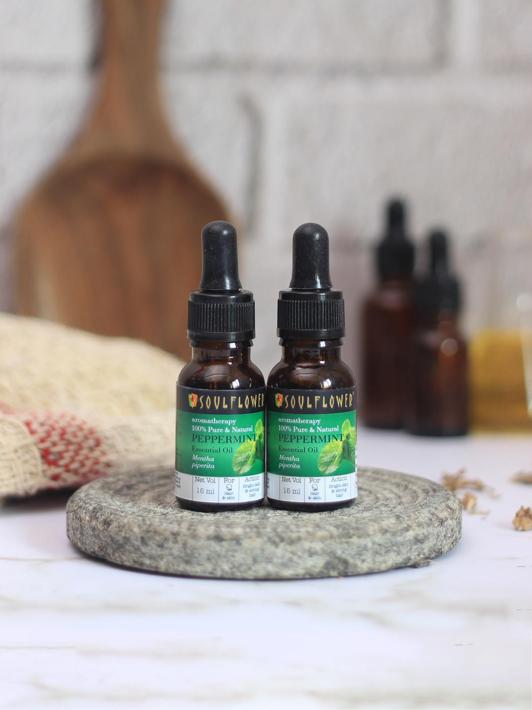 Soulflower Pack of 2 Peppermint Pure Hydrating & Conditioning Essential Oil 15ml