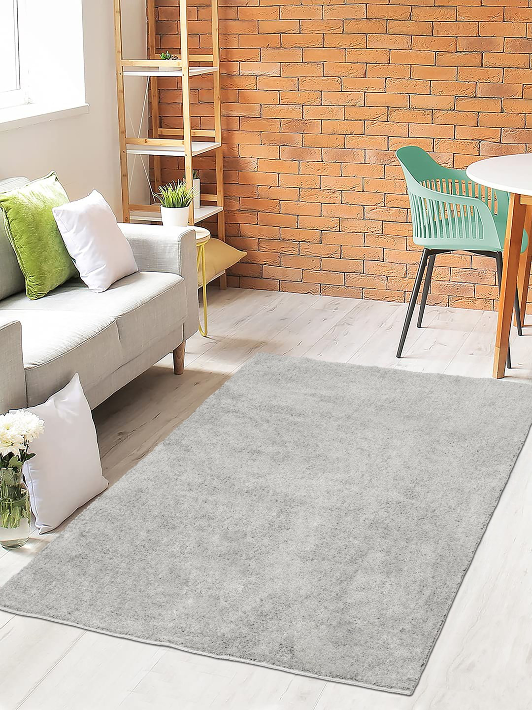 Saral Home Grey-Melange Solid Anti-Skid Carpet