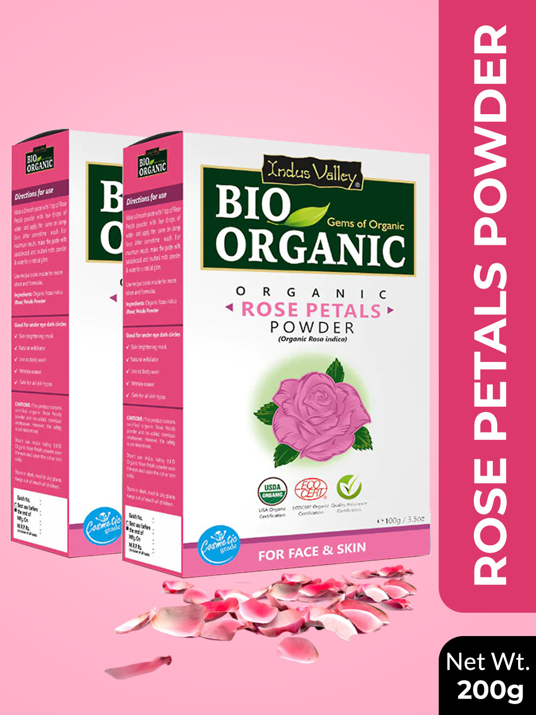 Indus Valley Pack of 2 Bio Organic Rose Petal Powder