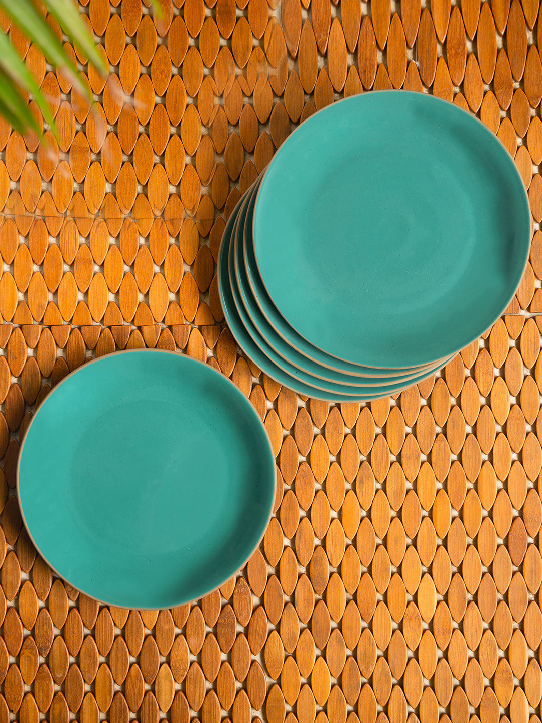 ExclusiveLane 6 Pieces Turquoise Blue Solid Dinner Plate Set