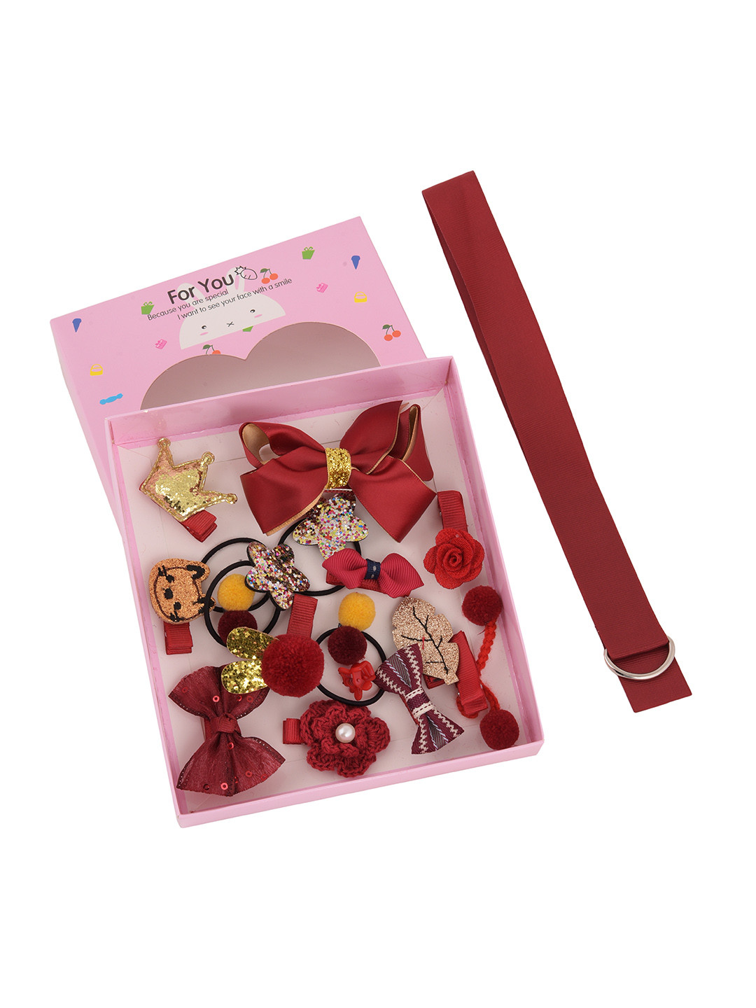 Yellow Bee Red Embellished Hair Accessory Set