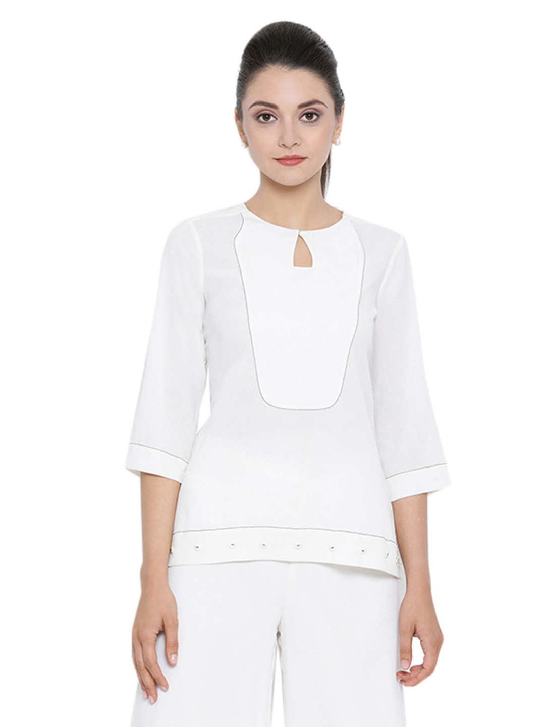 OFFICE & YOU Women White Solid Top