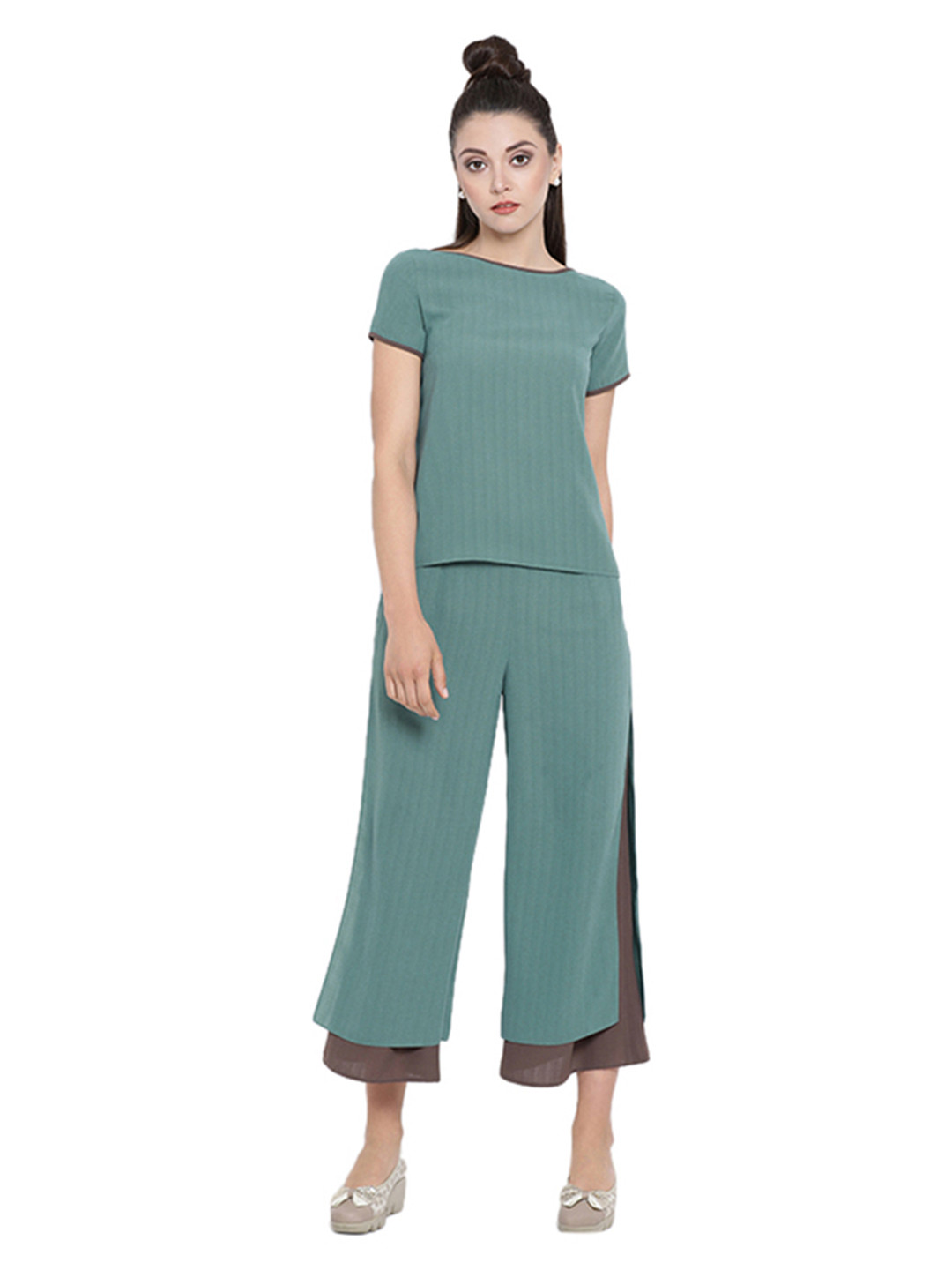 OFFICE & YOU Women Blue Self Design Top