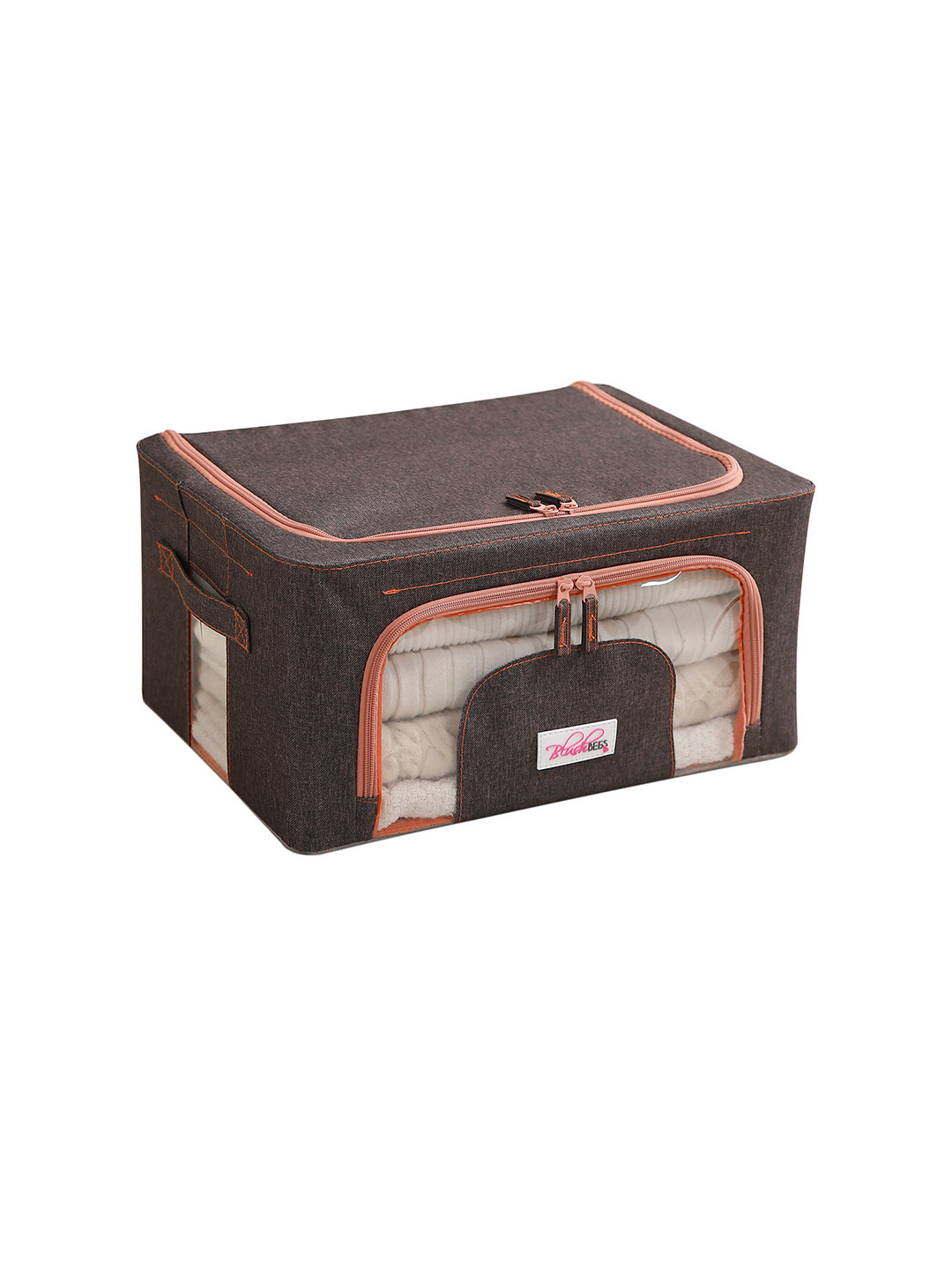 BlushBees Brown & Orange Solid Multi-Utility Foldable Storage Box Organizers