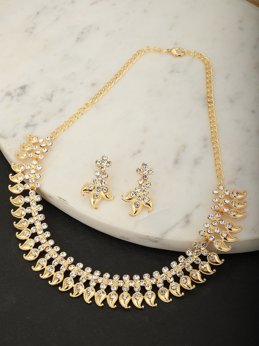 Carlton London Gold-Plated CZ-Studded Handcrafted Jewellery Set
