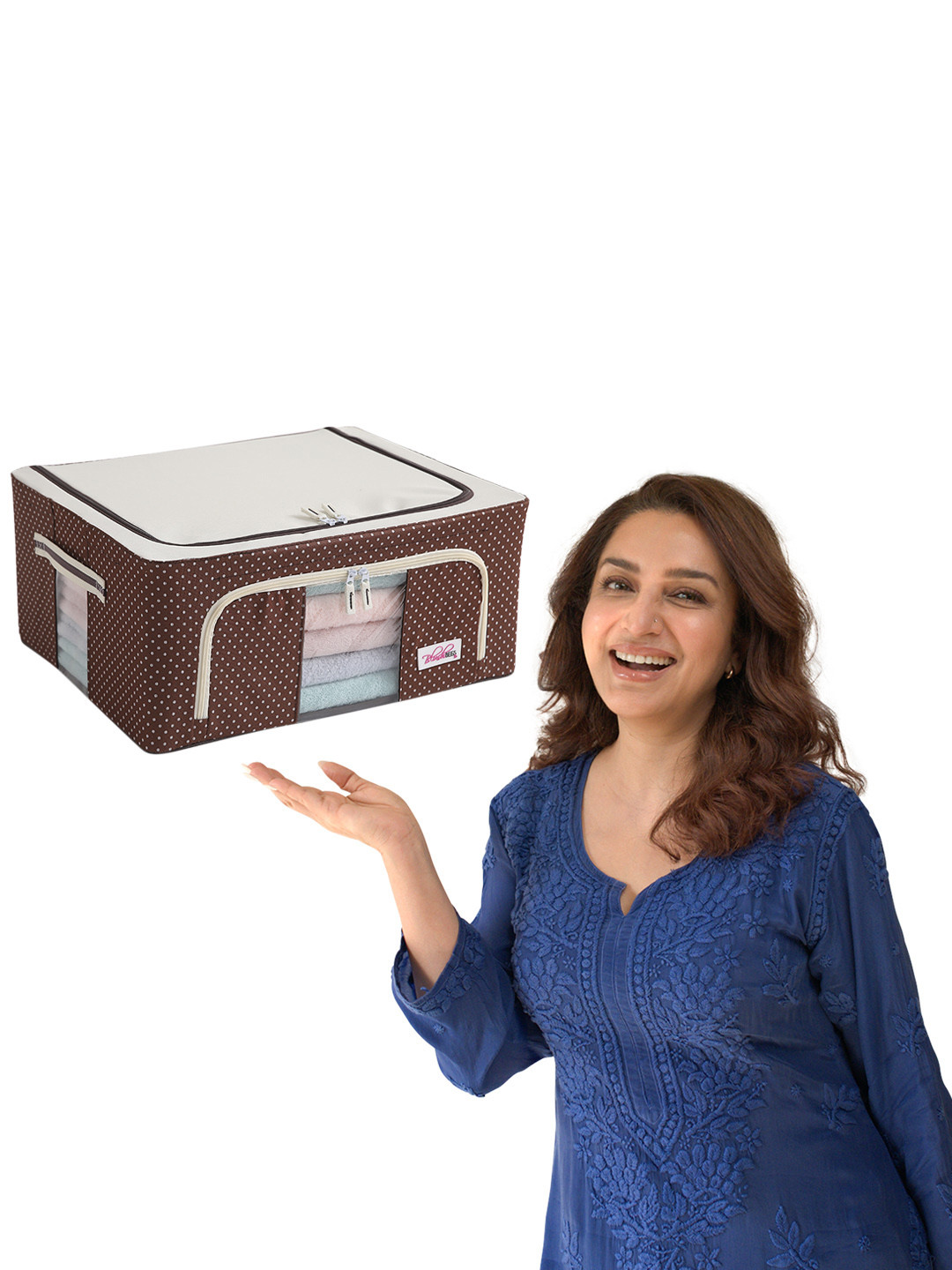 BlushBees Brown Polka Dot Printed Multi-Utility Foldable Storage Box Organizers