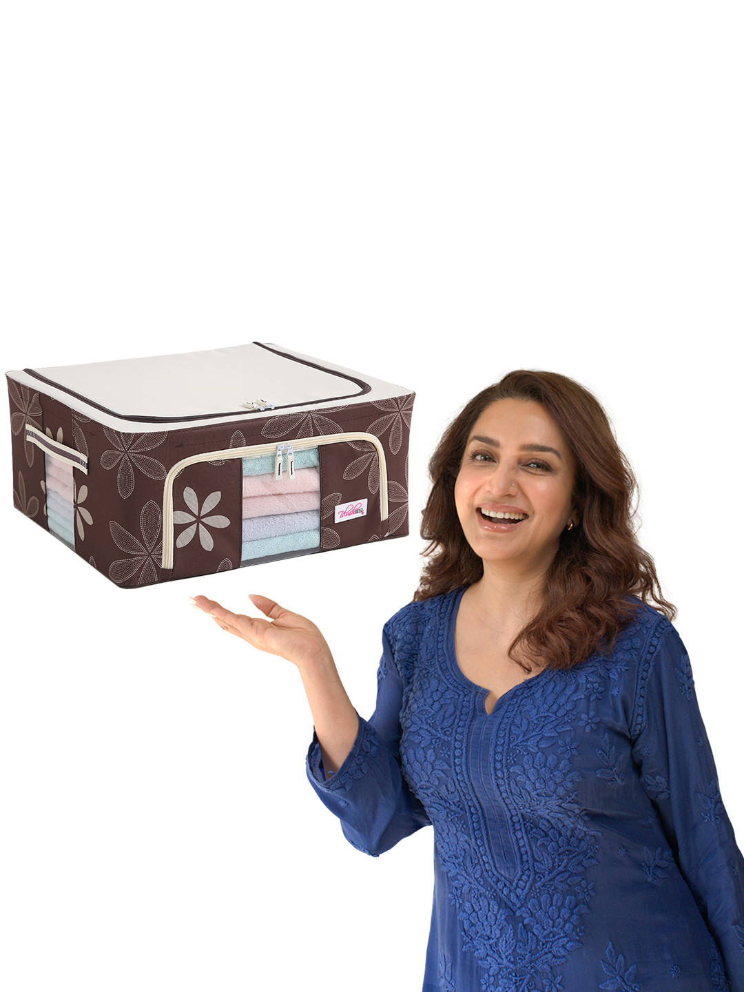 BlushBees Brown Printed Foldable Storage Box With Transparent Window