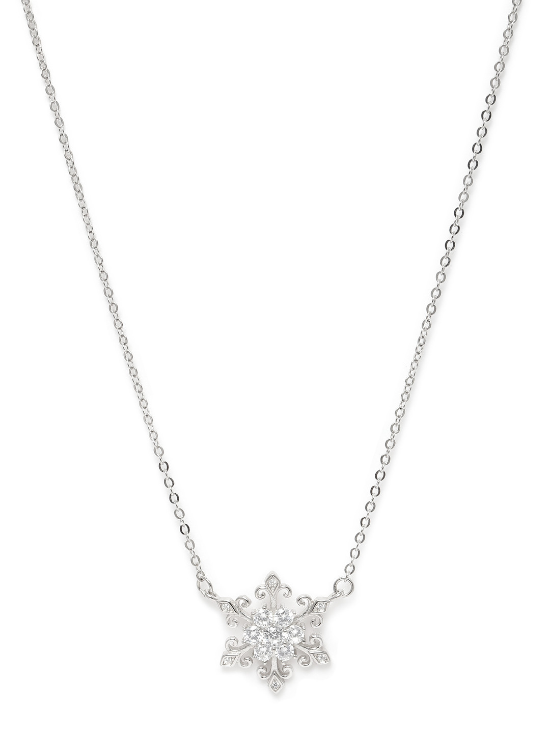 GIVA 925 Sterling Silver Rhodium Plated Snowflake Necklace