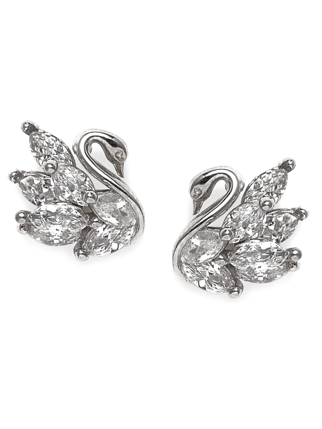 GIVA 925 Sterling Silver Rhodium Plated Manali's Shining Swan Studs