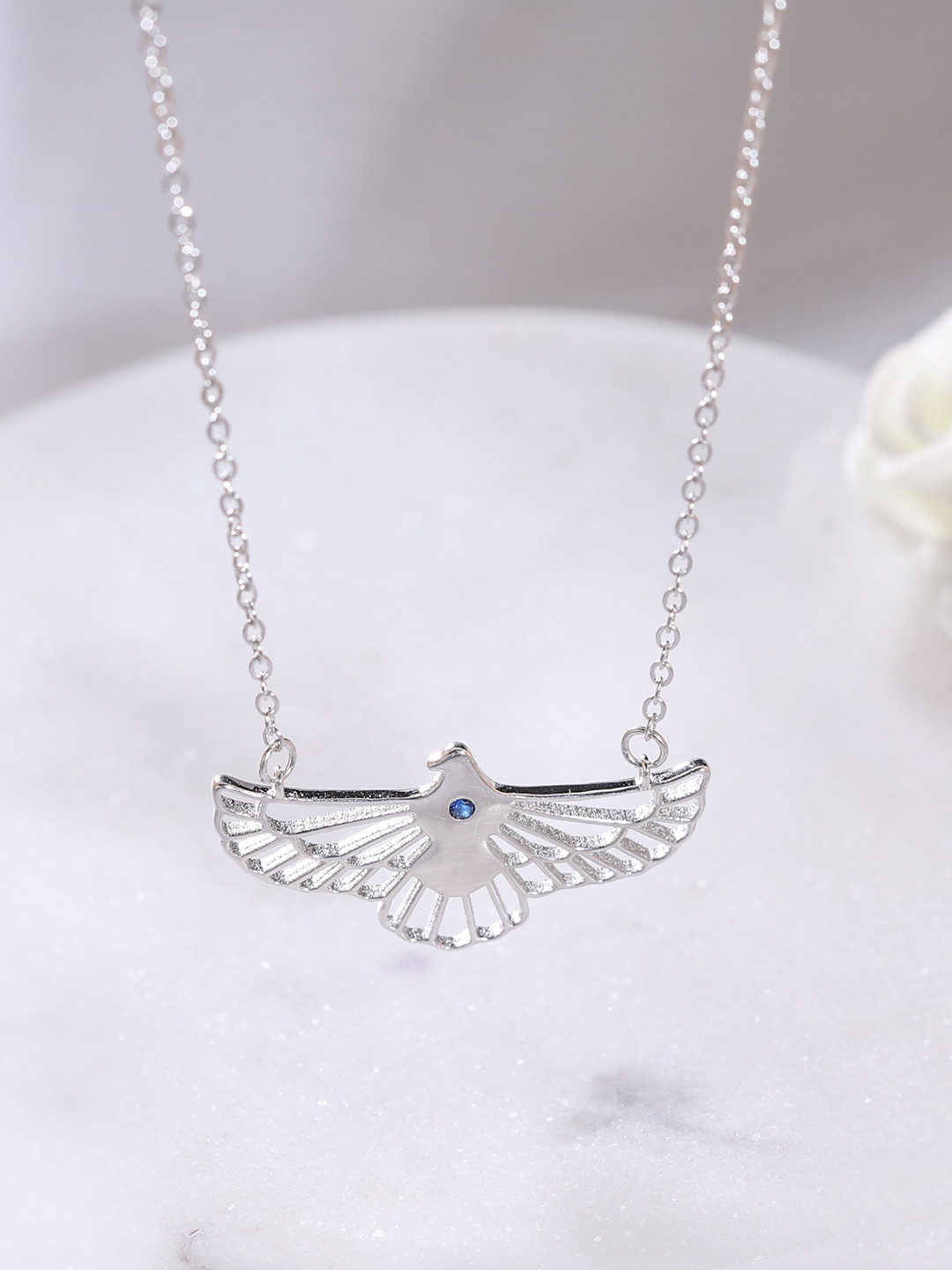 GIVA 925 Sterling Silver Rhodium Plated Soaring Dove Necklace