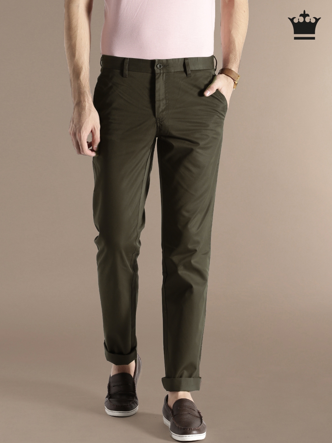 Buy Louis Philippe Men Beige Self Design Slim Fit Flat Front Trousers   Trousers for Men 1550557  Myntra