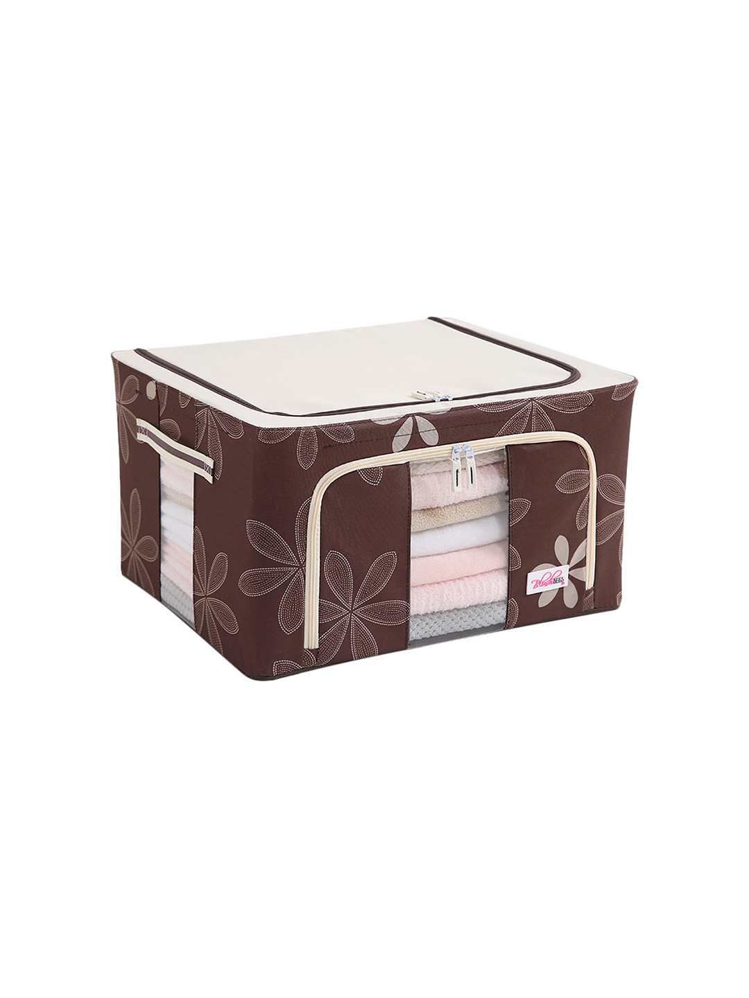BlushBees Brown & White Floral Print Wardrobe Organizer Storage Box