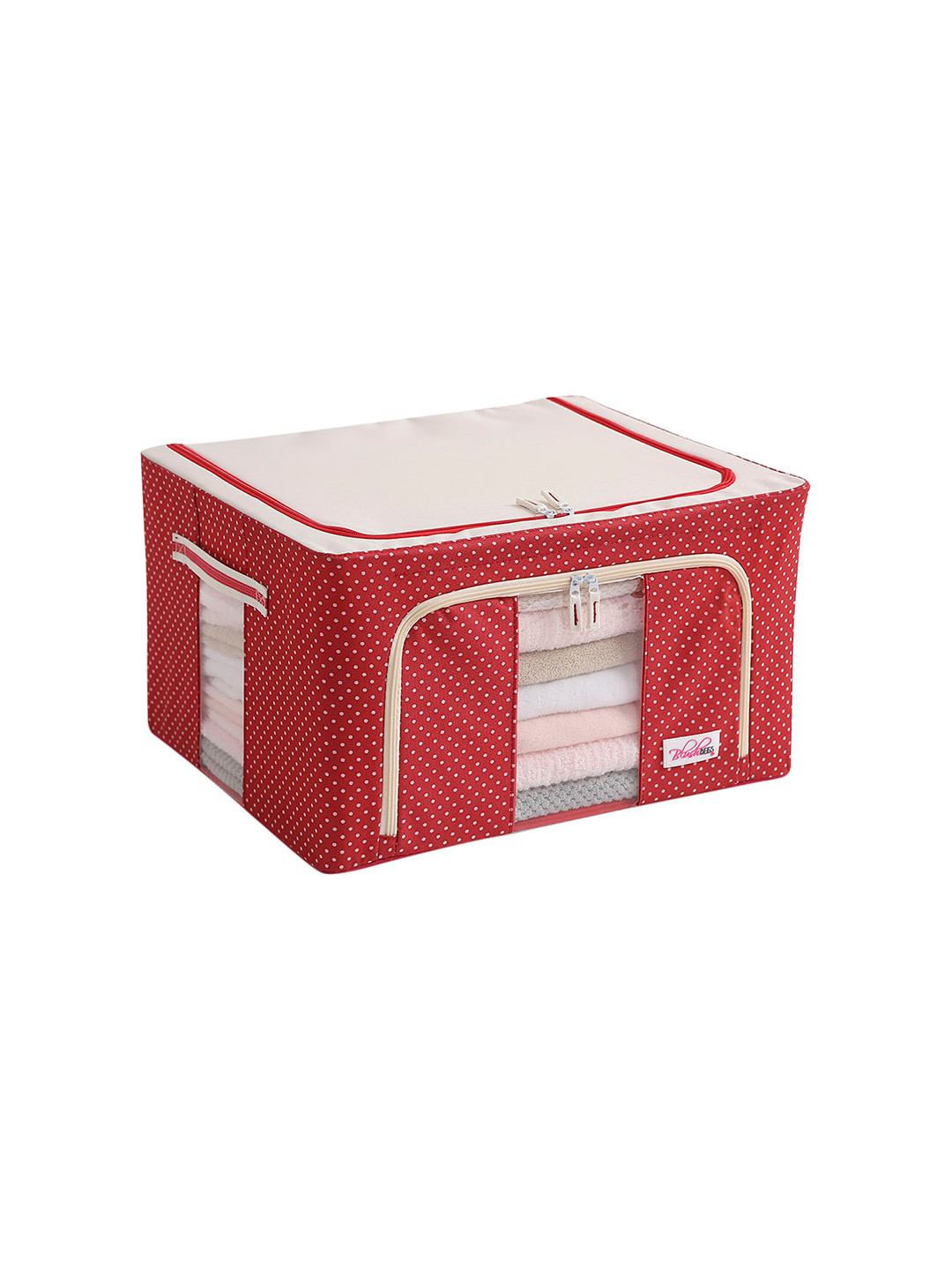 BlushBees Red & White Polka Dots Printed Living Box Storage Box