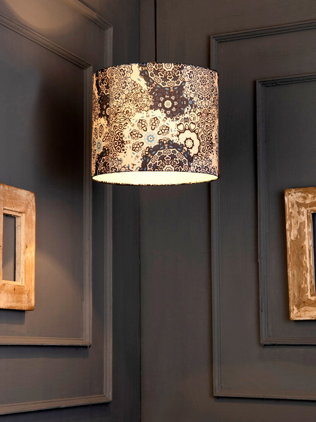 green girgit Blue & White Batik Print Hanging Light