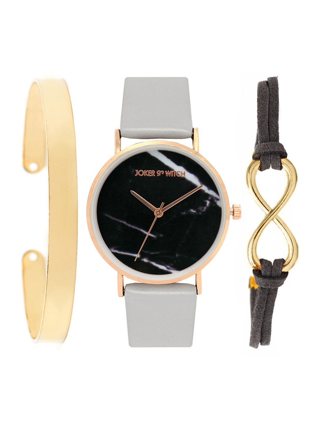 Joker & Witch Bonbon Gold and Black Watch Bracelet Stack For Women