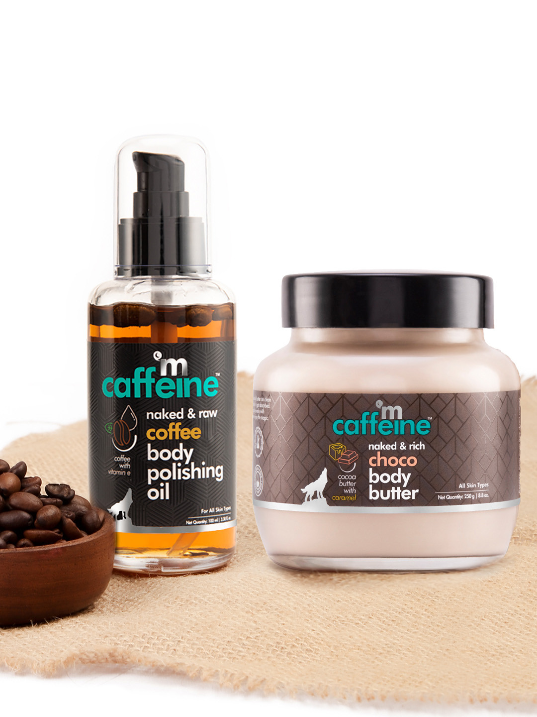 MCaffeine Pre & Post Shower Routine with Coffee Body Massage Oil & Choco Body Butter