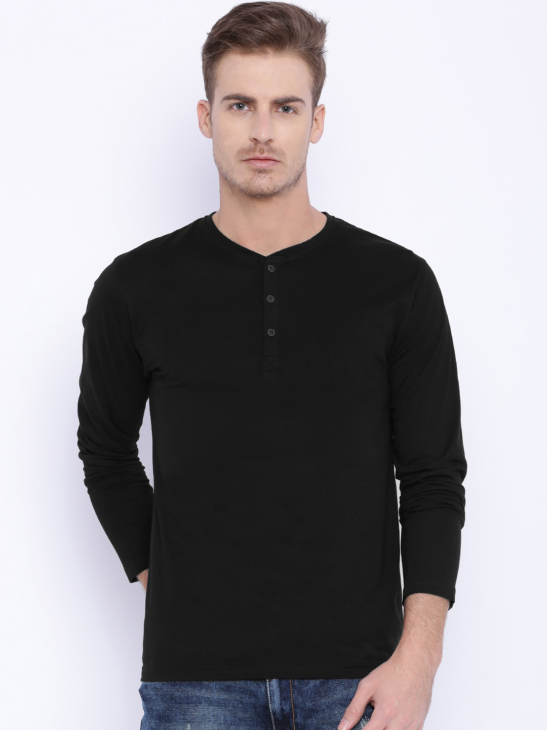 Henley Pure Cotton T Shirt - Tshirts 