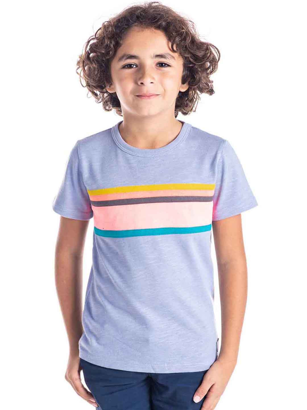 Cherry Crumble Kids Blue & Pink Colourblocked Round Neck T-shirt
