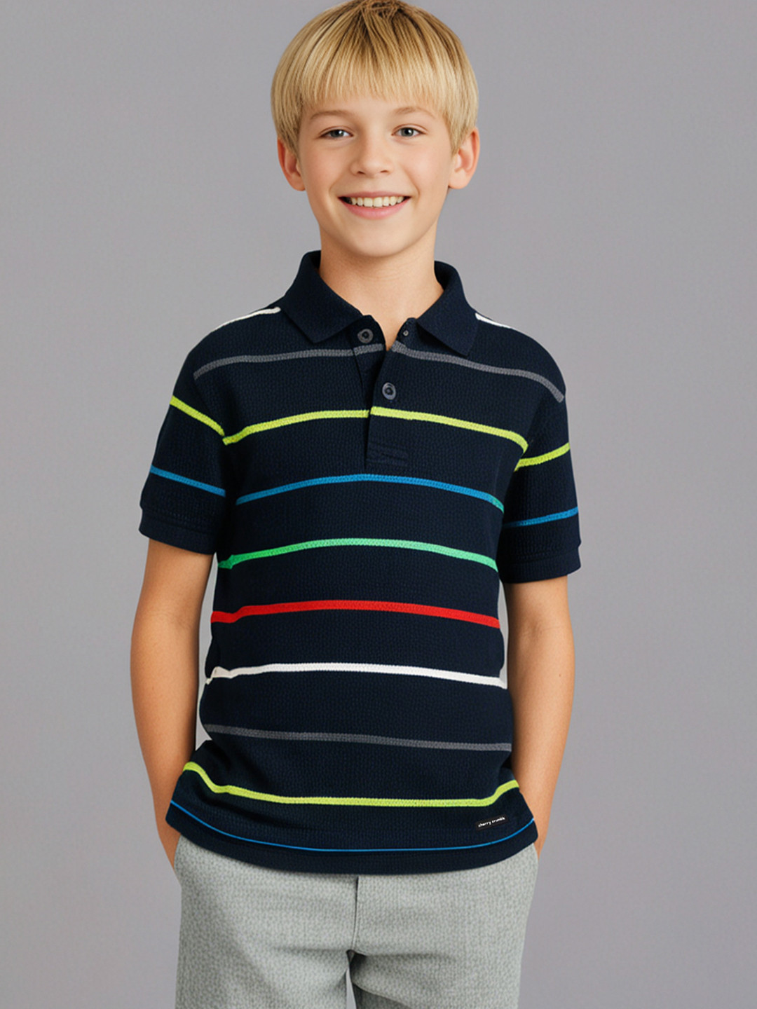 Cherry Crumble Boys Multicolor Cut & Sew Sci-Fi Polo T-shirt