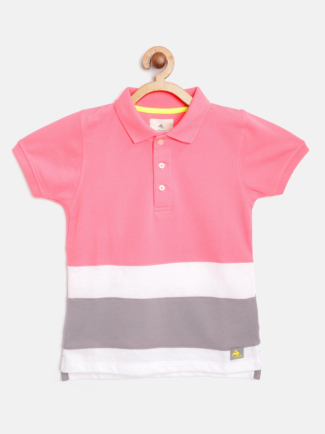 Cherry Crumble Kids Pink Striped Polo Collar T-shirt