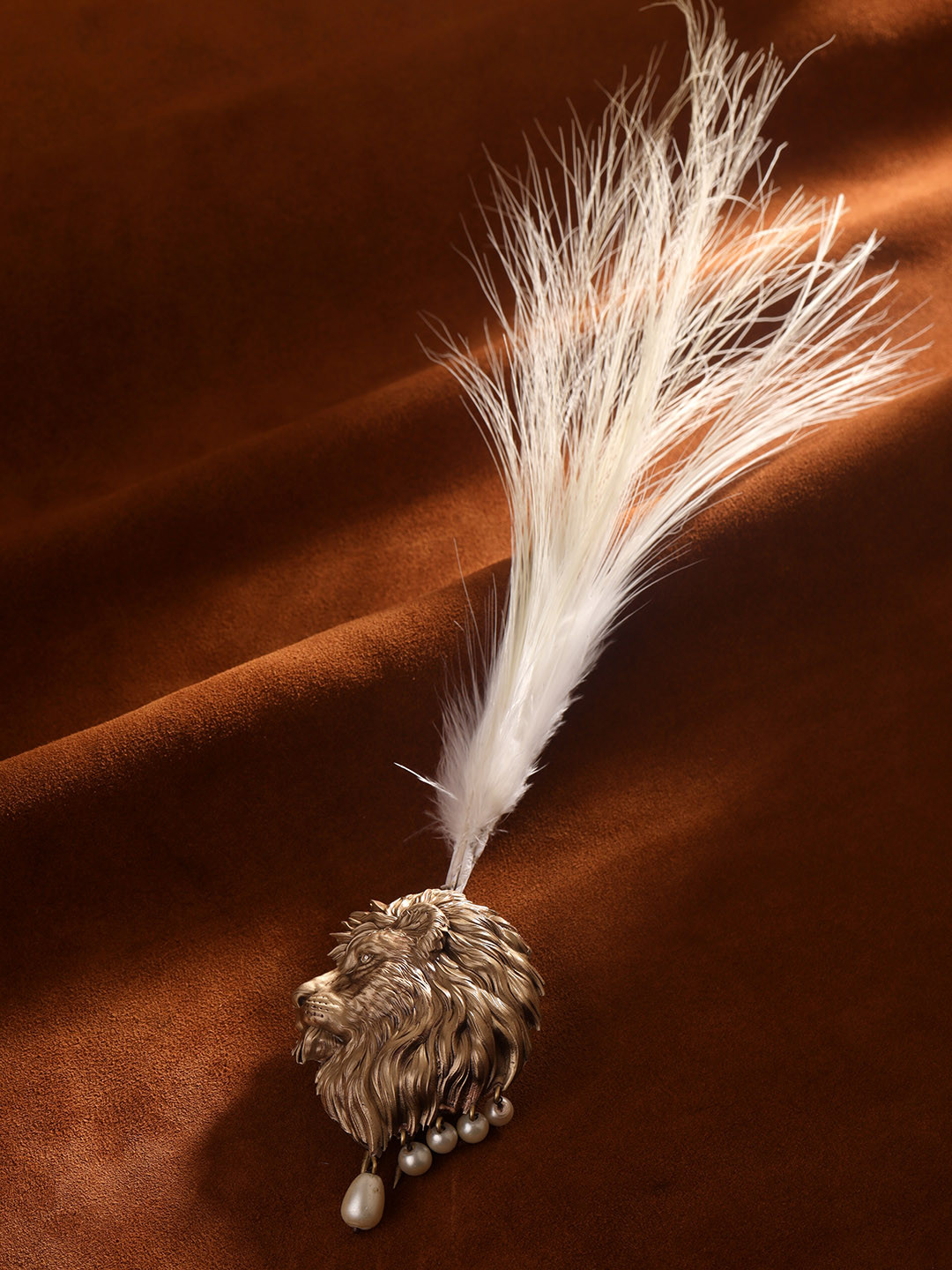 COSA NOSTRAA Men Antique Gold-Toned & White Brass-Plated Beaded The Lion of Judah Kalangi