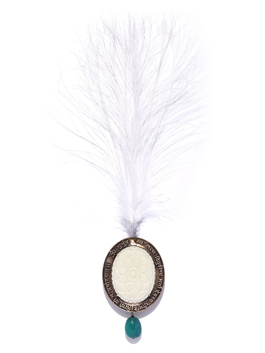 COSA NOSTRAA Off-White & Antique Gold-Toned Brass Plated Stone Studded Spritual Kalangi