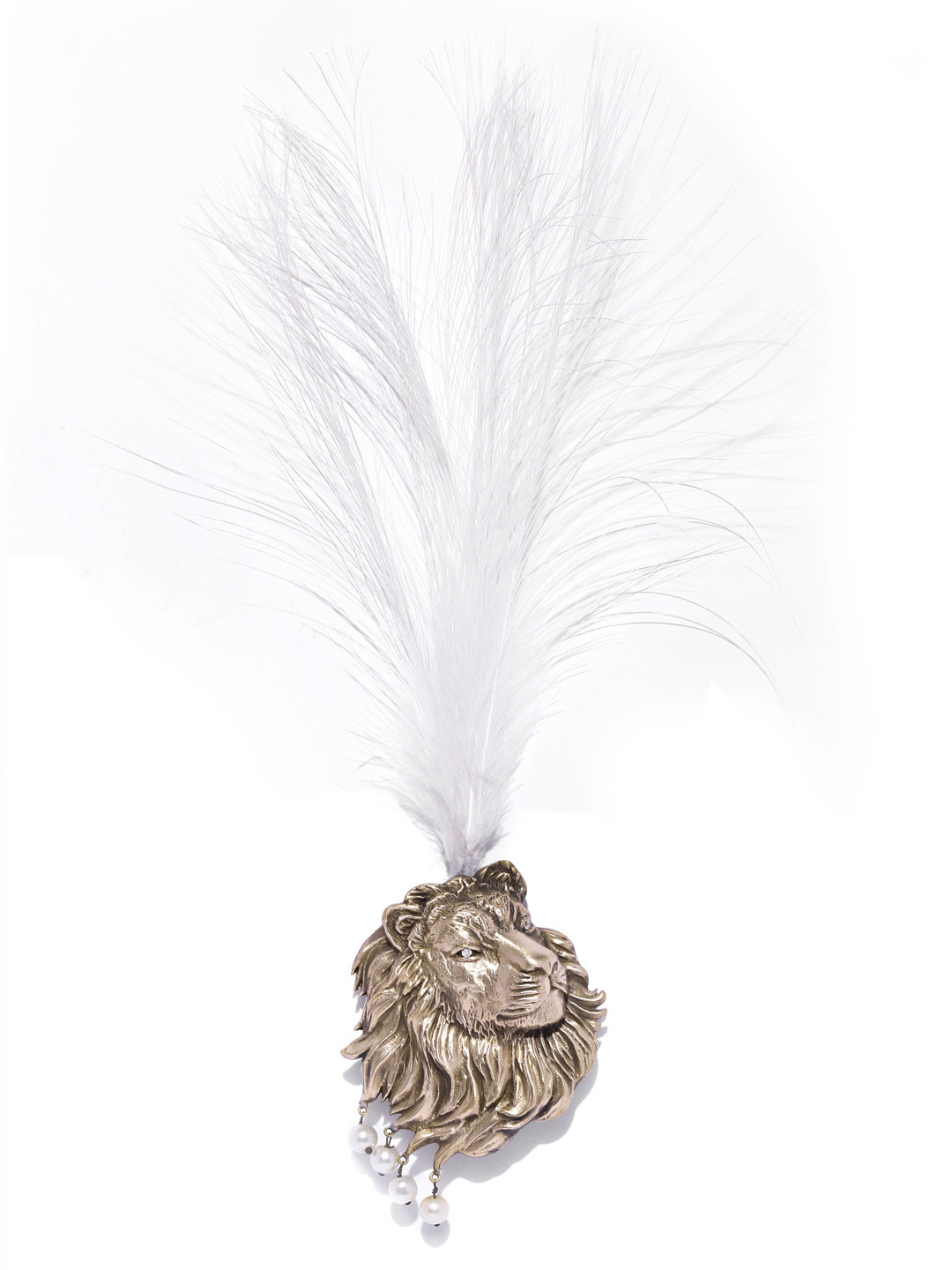 COSA NOSTRAA Men Antique Gold-Toned & White Brass-Plated Beaded The Lion of Judah Kalangi