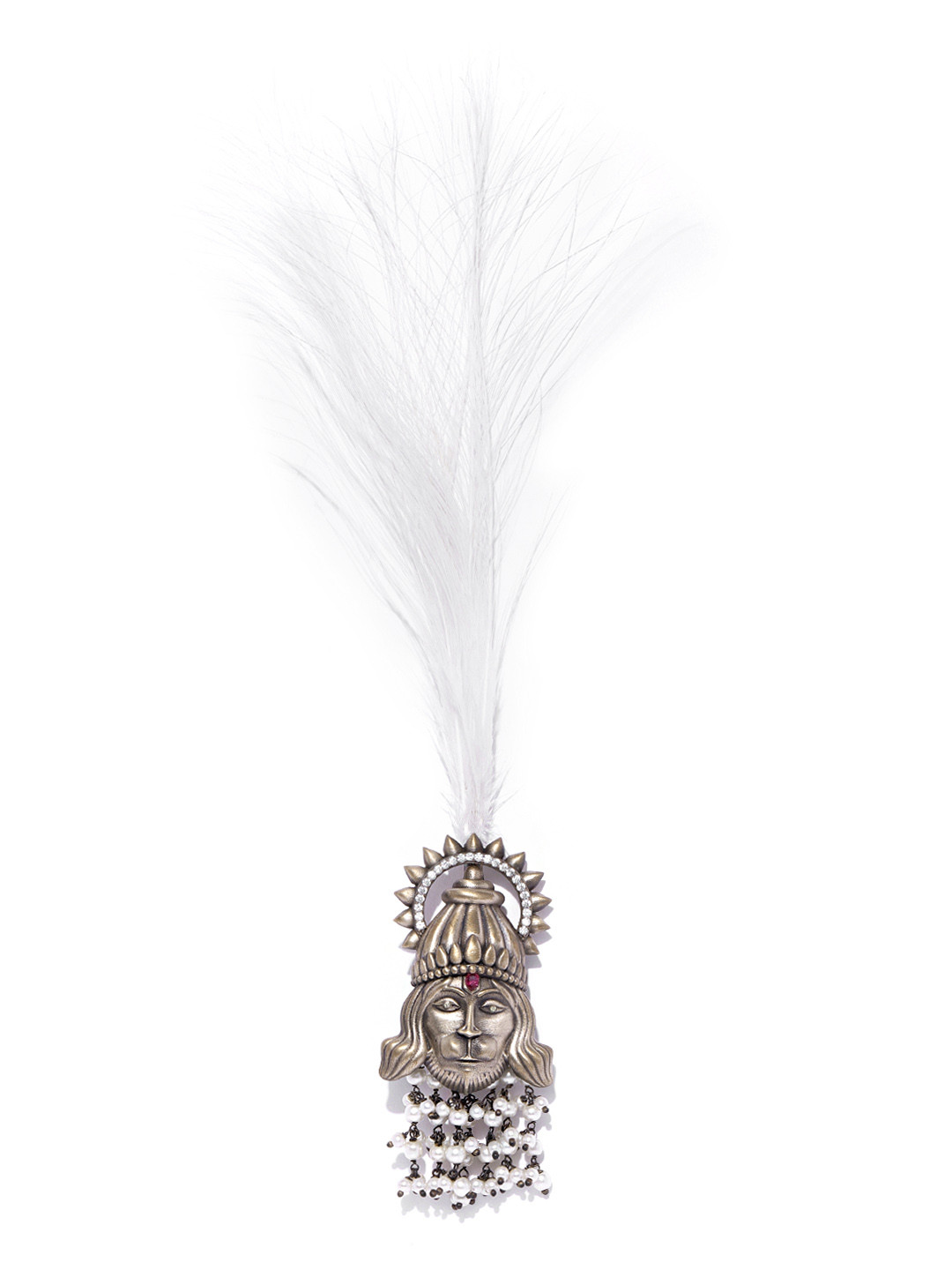 COSA NOSTRAA Men Antique Gold-Toned & White Beaded Brass Plated The Hanuman Kalangi