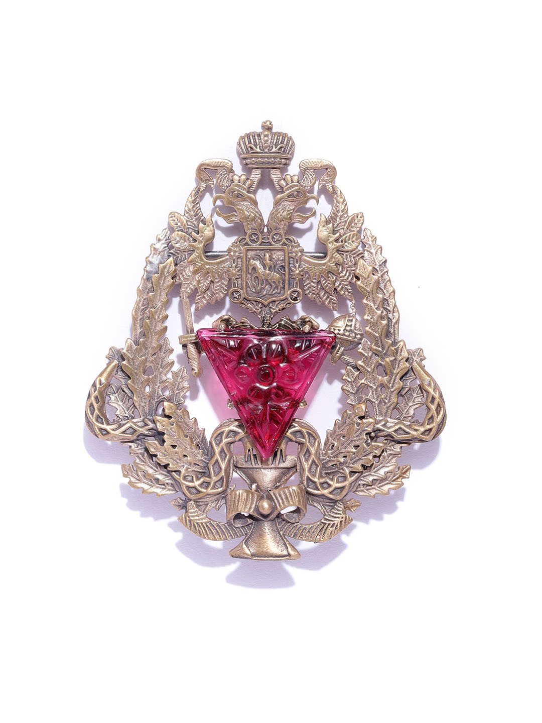 COSA NOSTRAA Men Antique Gold-Toned & Pink The Richardson Statement Brooch