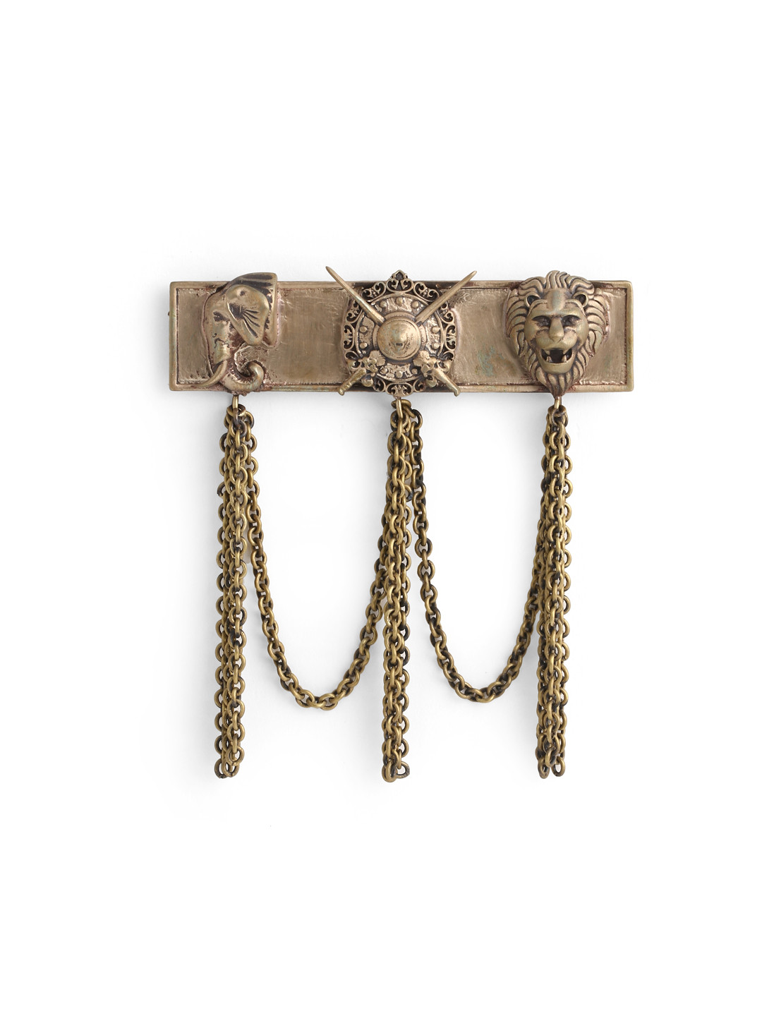 COSA NOSTRAA Men Antique Gold-Toned The Maharaja Chained Statement Brooch