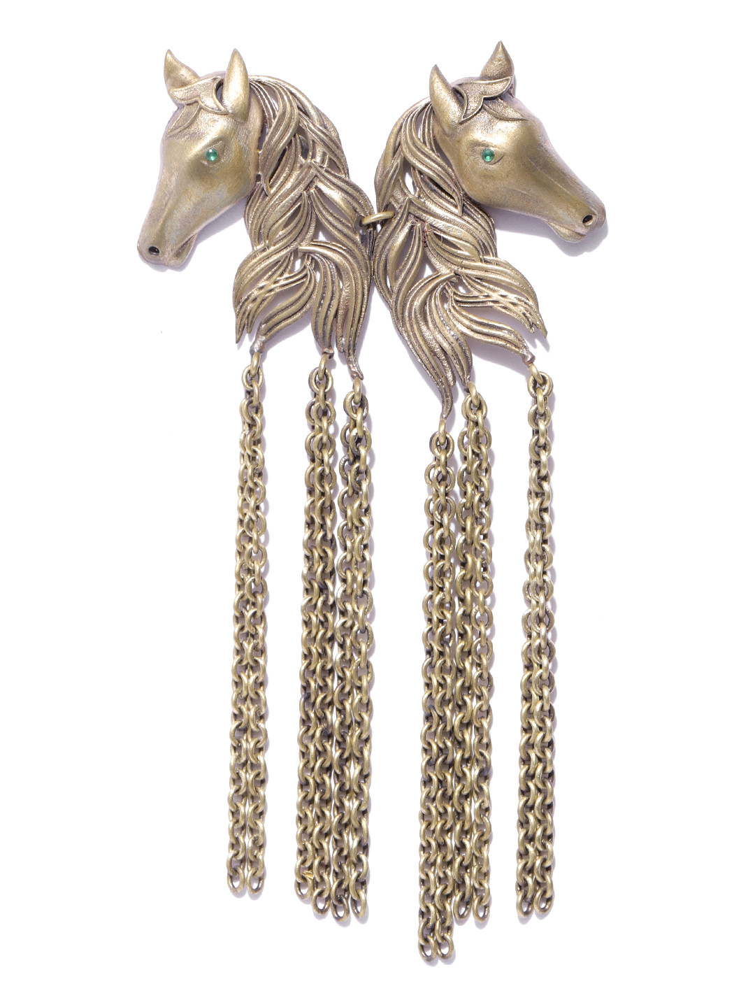 COSA NOSTRAA Men Antique Gold-Toned The Dangled Horses Shaped Statement Brooch